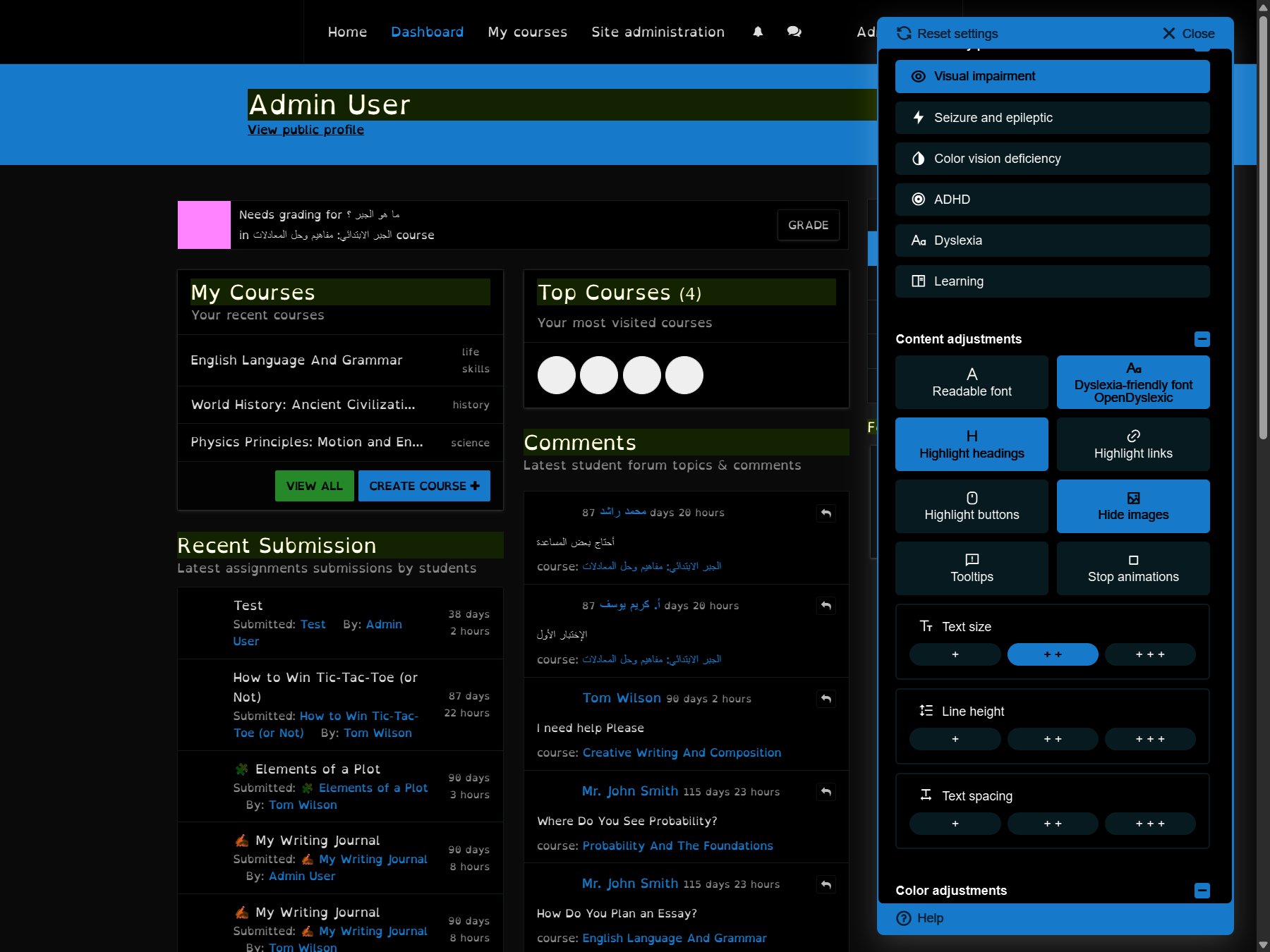 Magico Theme Dashboard Dark - Flexible LMS Layout